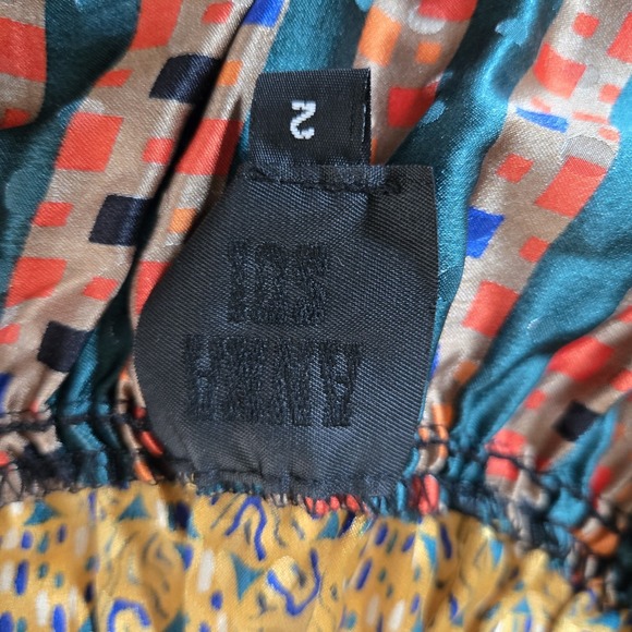 Anna Sui 2008 Silk Dress Long Sleeve Elasticized‎ Smocking  Flare Size 2 XS - Picture 7 of 8